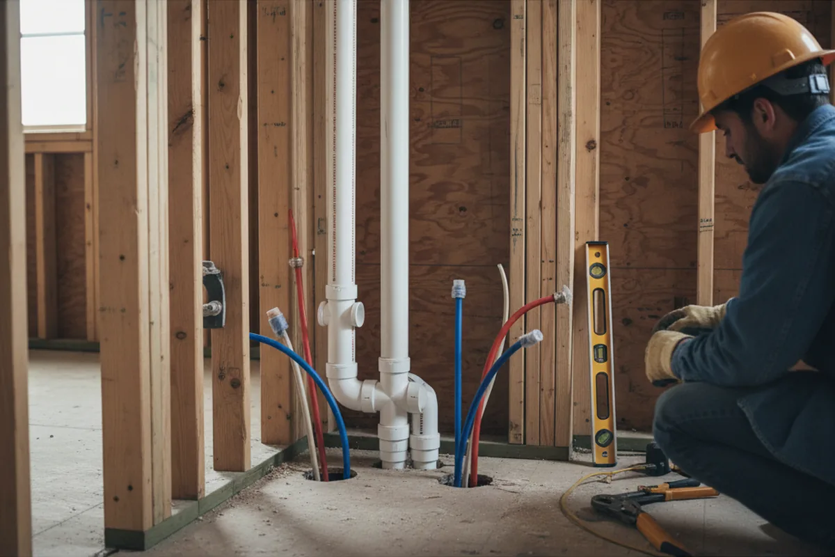 Drain and supply rough-in during Drain Cleaning in Pleasureville