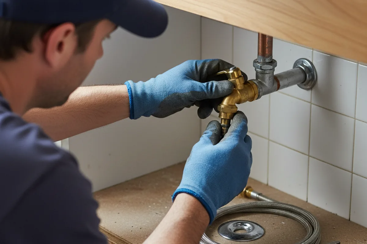 Shutoff valve and fitting work during Burst Pipe Repair in Pleasureville